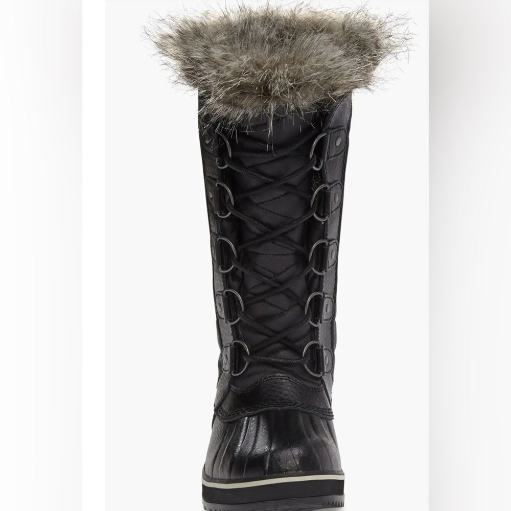 SOREL 8.5 Tolfino II Faux Fur Lined Waterproof Boot Black Gray Tall Lace up - Picture 2 of 15